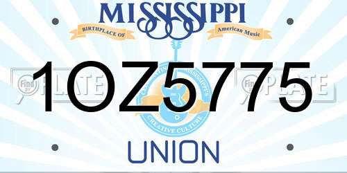 1OZ5775 Mississippi License Plate