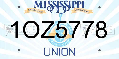 1OZ5778 Mississippi License Plate