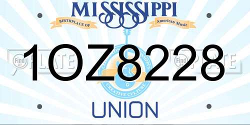 1OZ8228 Mississippi License Plate