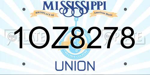 1OZ8278 Mississippi License Plate