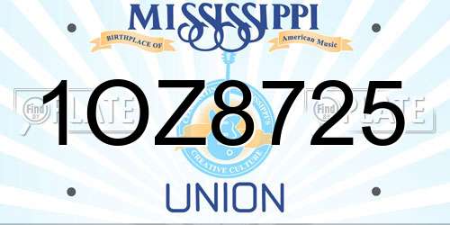 1OZ8725 Mississippi License Plate