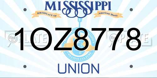 1OZ8778 Mississippi License Plate
