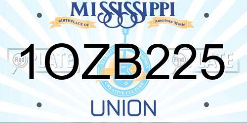 1OZB225 Mississippi License Plate