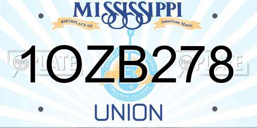 1OZB278 Mississippi License Plate