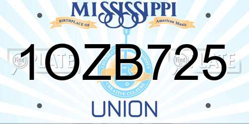 1OZB725 Mississippi License Plate