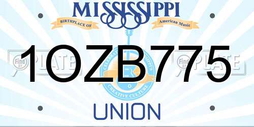 1OZB775 Mississippi License Plate