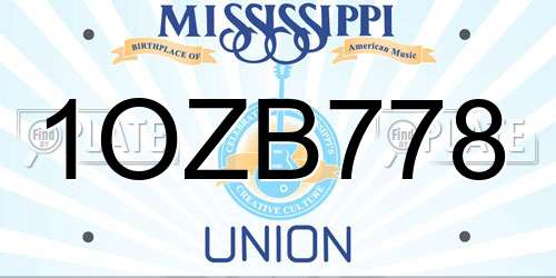 1OZB778 Mississippi License Plate