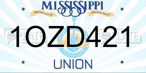 1OZD421 Mississippi License Plate