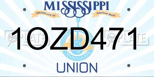 1OZD471 Mississippi License Plate