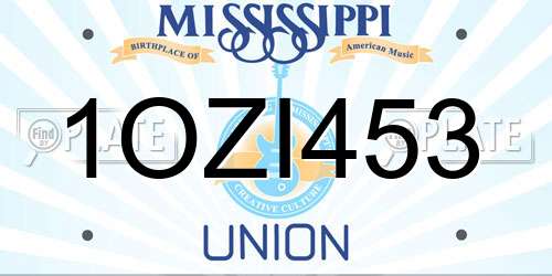 1OZI453 Mississippi License Plate