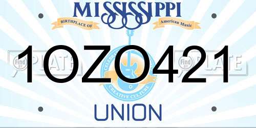 1OZO421 Mississippi License Plate