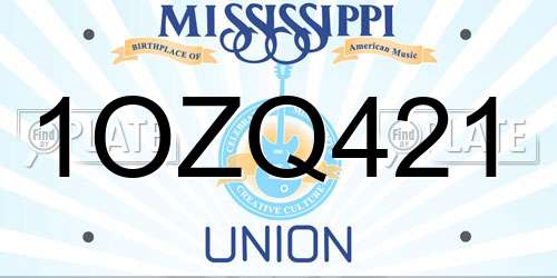 1OZQ421 Mississippi License Plate