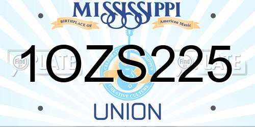 1OZS225 Mississippi License Plate