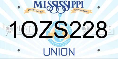 1OZS228 Mississippi License Plate