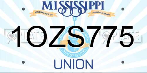 1OZS775 Mississippi License Plate