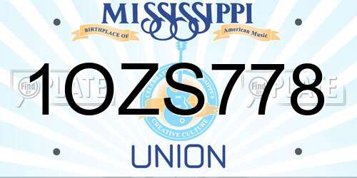 1OZS778 Mississippi License Plate