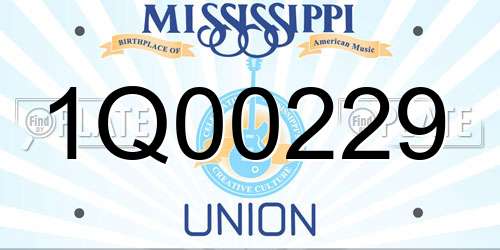1Q00229 Mississippi License Plate