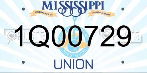 1Q00729 Mississippi License Plate