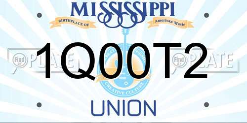 1Q00T2 Mississippi License Plate