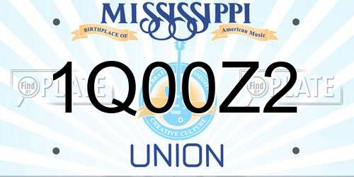 1Q00Z2 Mississippi License Plate