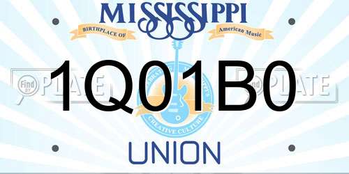 1Q01B0 Mississippi License Plate