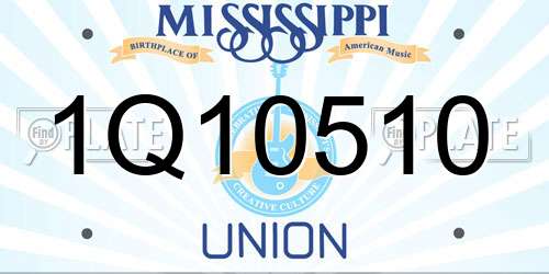 1Q10510 Mississippi License Plate