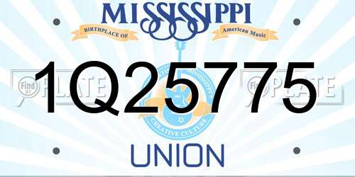 1Q25775 Mississippi License Plate