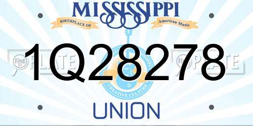 1Q28278 Mississippi License Plate