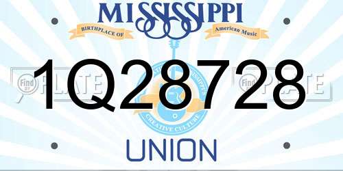 1Q28728 Mississippi License Plate