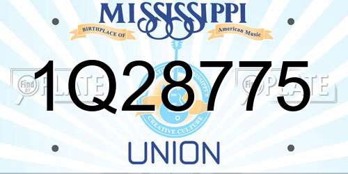 1Q28775 Mississippi License Plate