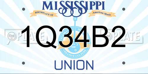 1Q34B2 Mississippi License Plate