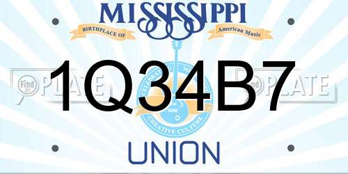 1Q34B7 Mississippi License Plate