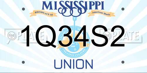 1Q34S2 Mississippi License Plate