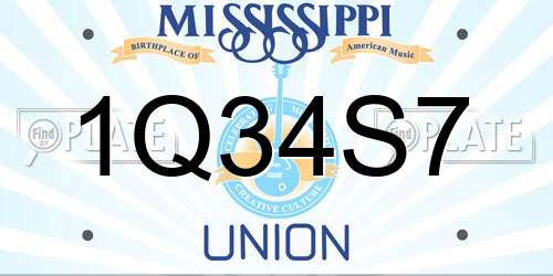 1Q34S7 Mississippi License Plate