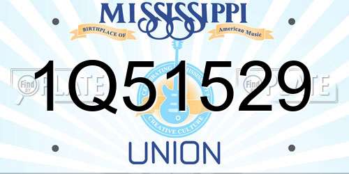 1Q51529 Mississippi License Plate