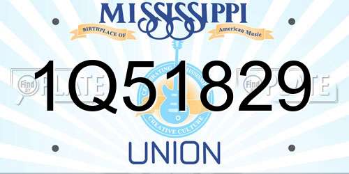 1Q51829 Mississippi License Plate