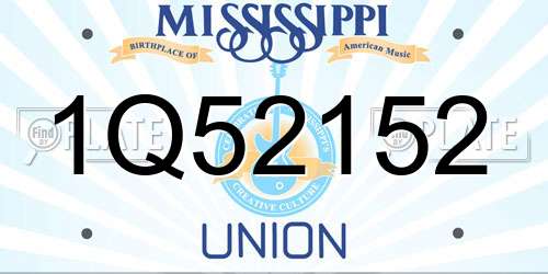 1Q52152 Mississippi License Plate