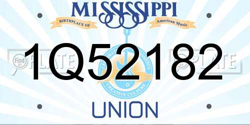 1Q52182 Mississippi License Plate