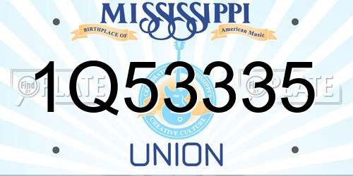 1Q53335 Mississippi License Plate