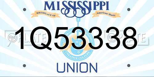 1Q53338 Mississippi License Plate