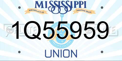 1Q55959 Mississippi License Plate