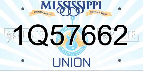 1Q57662 Mississippi License Plate