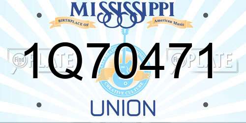 1Q70471 Mississippi License Plate