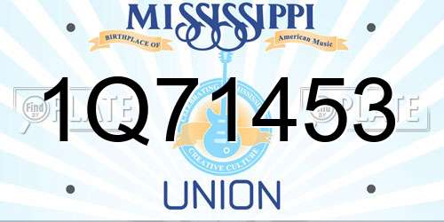 1Q71453 Mississippi License Plate