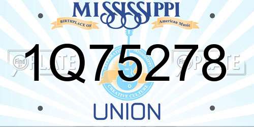1Q75278 Mississippi License Plate