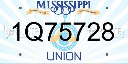 1Q75728 Mississippi License Plate