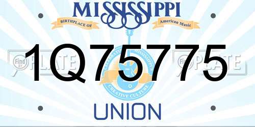 1Q75775 Mississippi License Plate