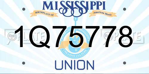 1Q75778 Mississippi License Plate