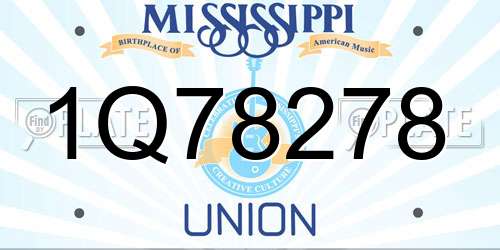1Q78278 Mississippi License Plate