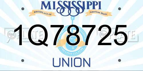 1Q78725 Mississippi License Plate